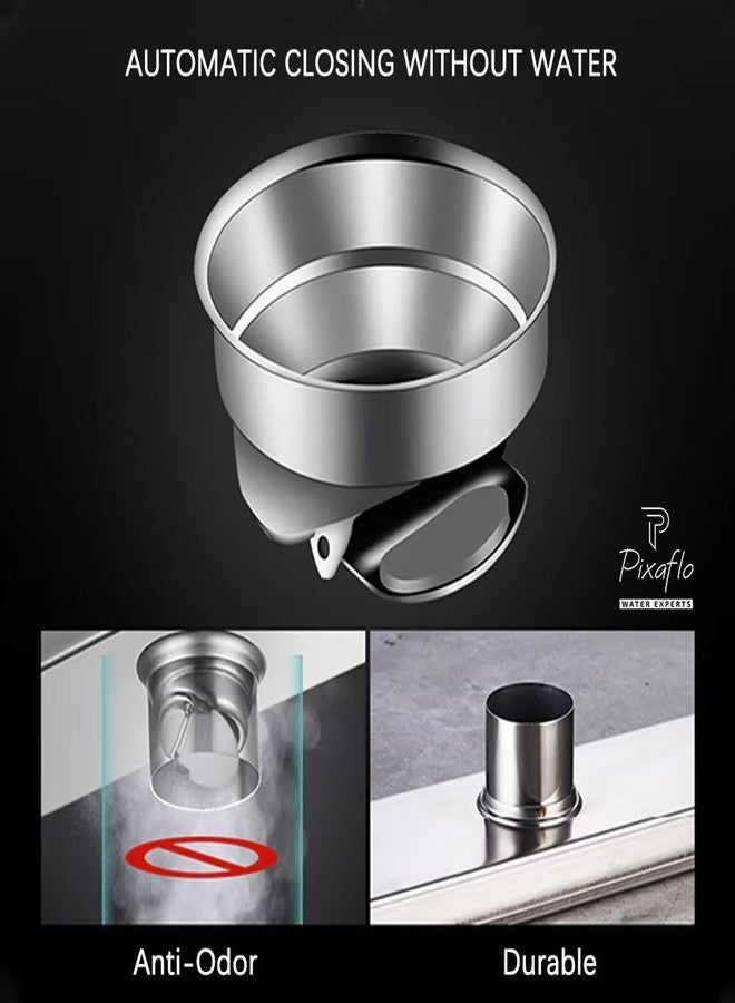 Pixaflo Vertical Shower Drain Channel | 12 × 4 Inches | 304 Stainless Steel Shower Water Drain Channel | Floor Drain Jali with Collar | Center Hole - Image 5